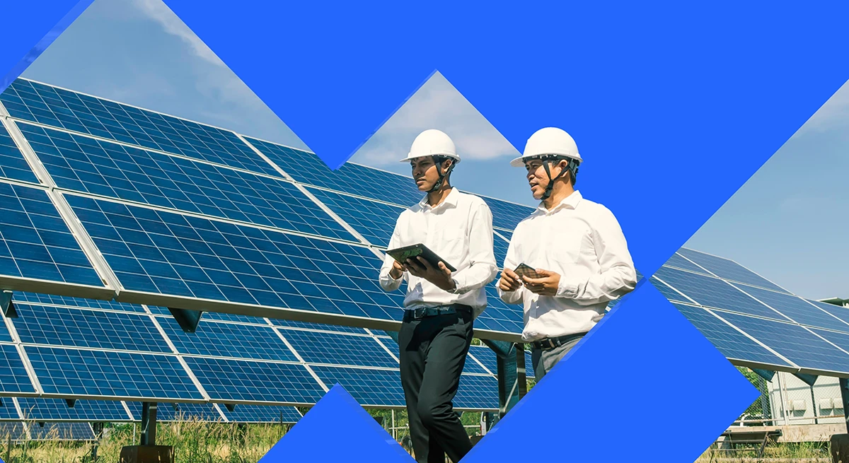 Engineers inspecting Solar Panels